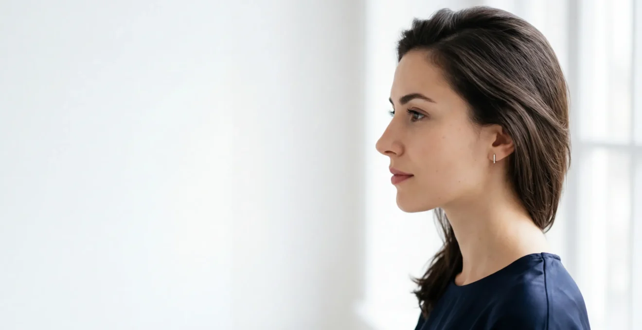 Profilo di viso femminile con proporzioni armoniose tra naso e mento