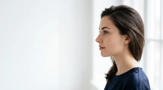 Profilo di viso femminile con proporzioni armoniose tra naso e mento
