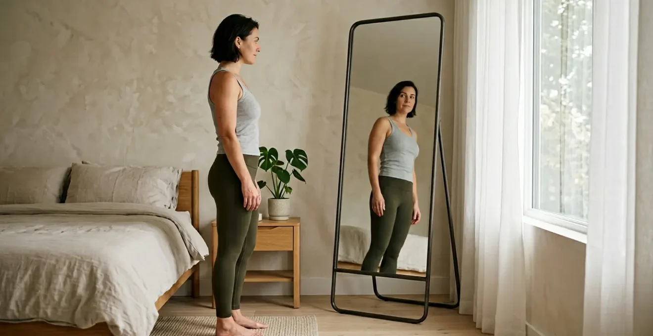 Silhouette di persona che osserva il proprio riflesso nello specchio mostrando la trasformazione del corpo