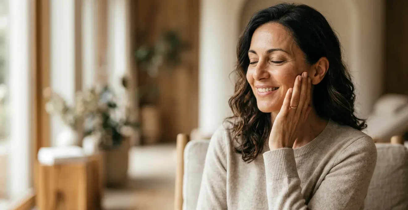 Viso di donna con pelle luminosa e naturale che mostra i risultati di trattamenti estetici non invasivi