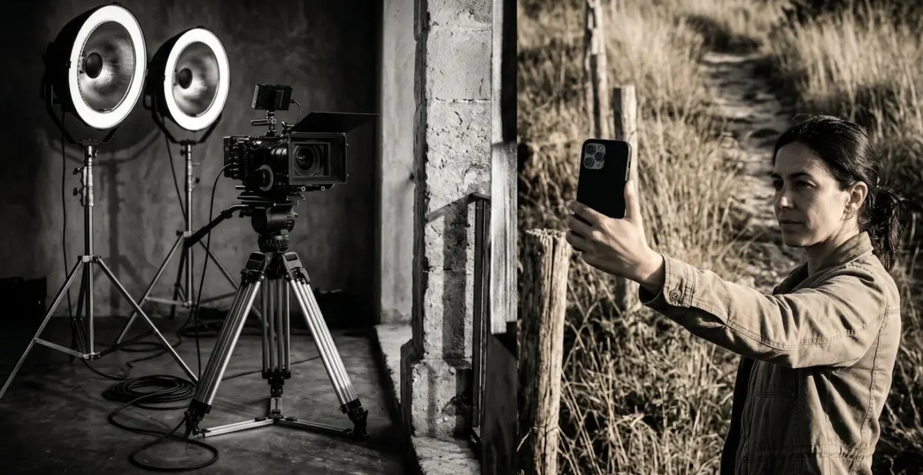 Confronto tra un video professionale girato in studio e un contenuto spontaneo registrato con uno smartphone in un ambiente naturale.
