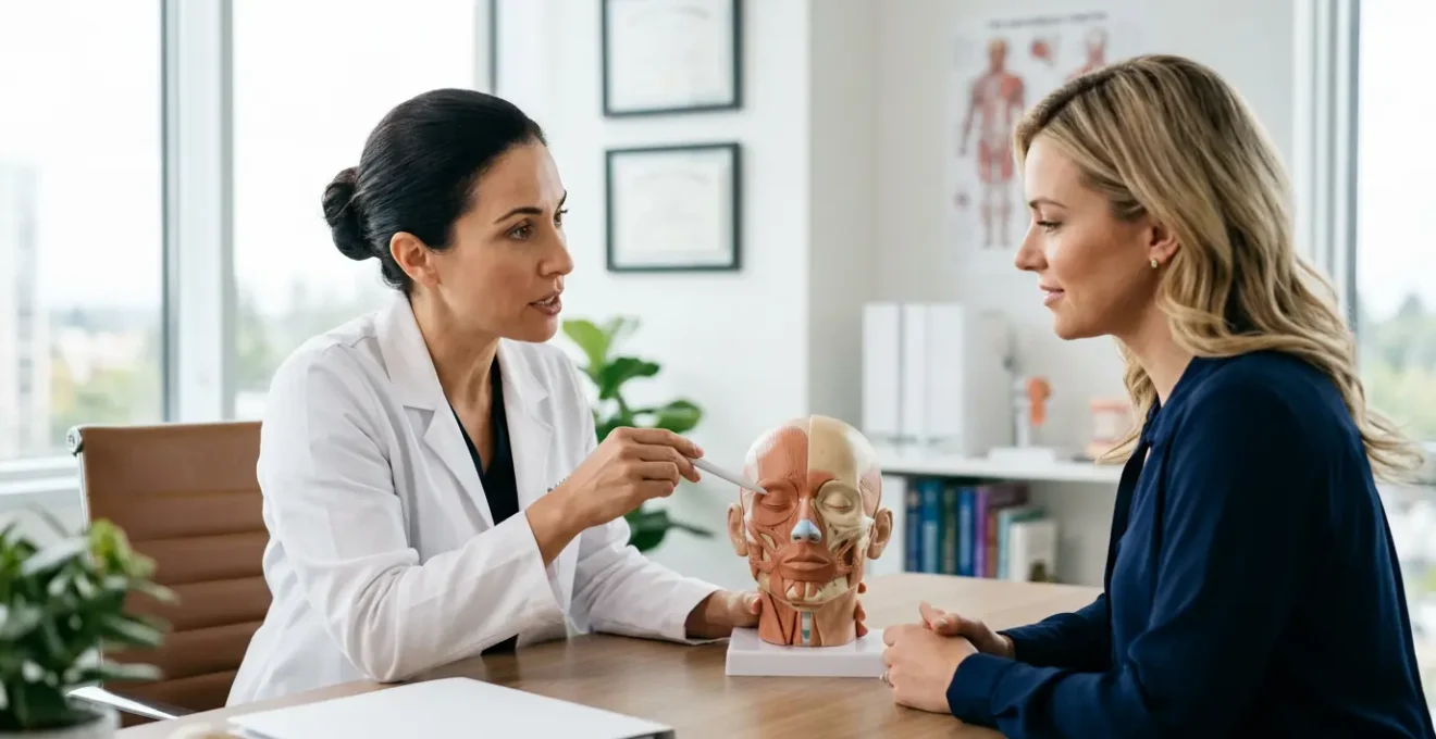 Chirurgo plastico certificato durante un consulto con paziente in studio medico professionale