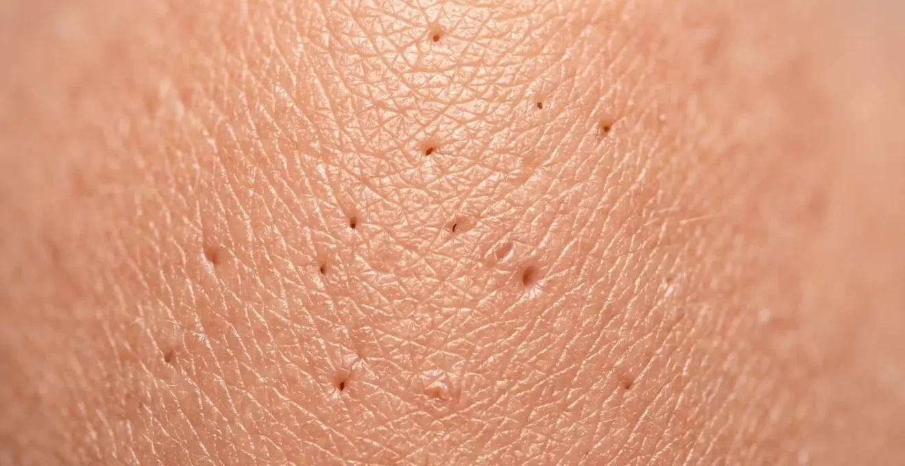 Dettaglio macro della texture cutanea con fibre di collagene visibili