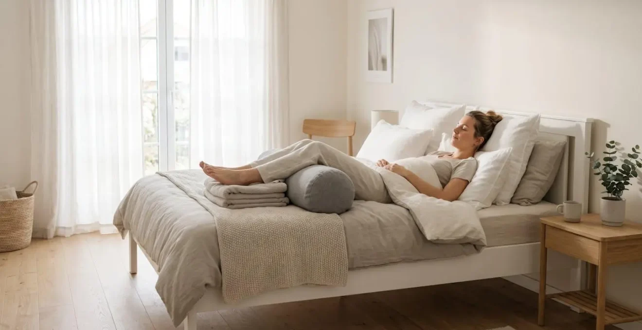 Posizione corretta per dormire dopo addominoplastica con cuscini di supporto