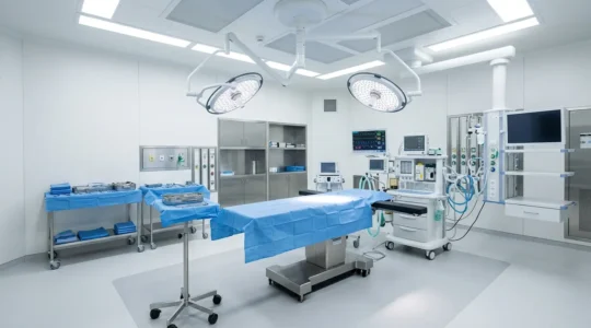 Sala operatoria moderna per chirurgia estetica con attrezzature sterili e personale specializzato
