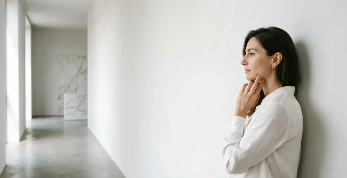 Viso femminile di profilo con linee che indicano i punti di ancoraggio per il sollevamento